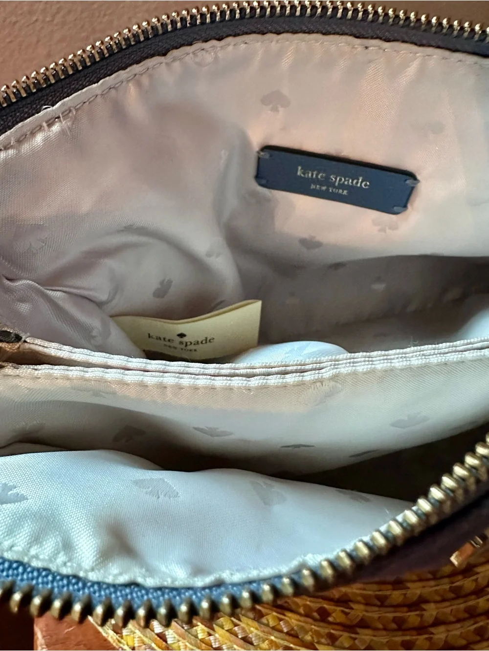 Kate Spade navy blue leather crossbody bag with adjustable strap